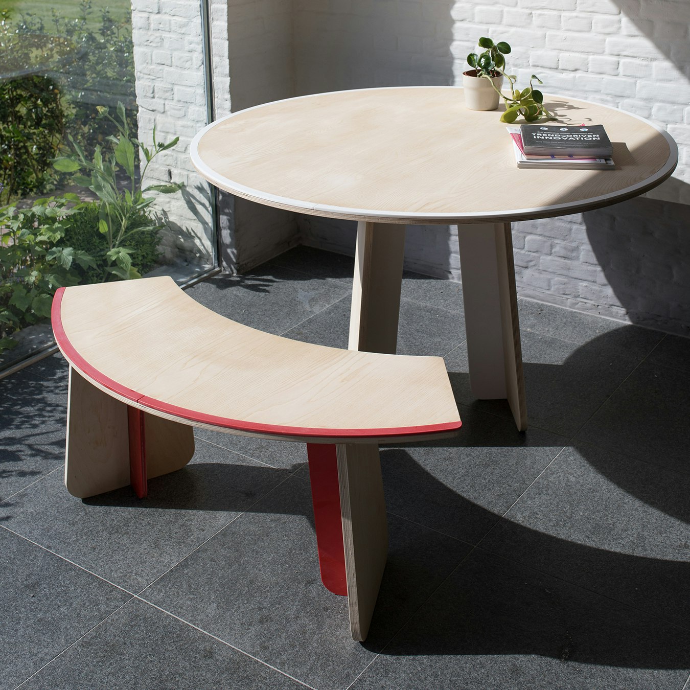 RING Table in Birch Wood Veneer w/ Snow White Legs by rForm - Fy